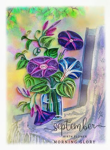 Carte florale anniversaire septembre décoration fleurs de naissance grand format