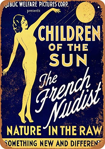Letrero de hojalata vintage de 1933 'Niños del Sol', estilo nudista francés, para decoración de pared, para casa, bar, hotel y club, 30 x 20 cm.