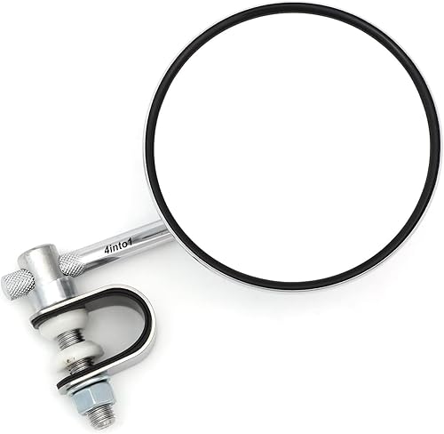 Espejo universal de 4 pulgadas cromado con abrazadera - vástago corto de 4 pulgadas - Motocicleta/ATV/Scooter/ciclomotor