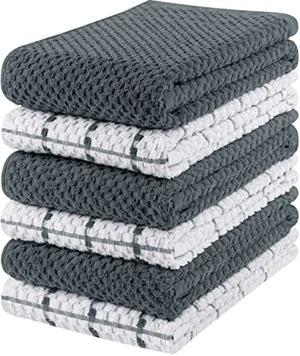 Utopia Towels Kitchen Towels [6 Pack], 15 X 25 Inches, 100% Ring Spun Cotton Super Soft And Absorbent Dish Towels, Tea Towels And Bar Towels (Grey) #TOP16