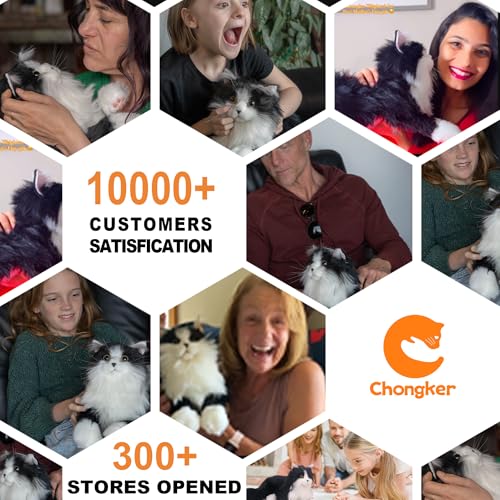 Image of Chongker Stuffed Animals Handmade Realistic Cat Plush Toy Companion for Elderly Adults Women Kids Cat Lover Surprise Gifts for Anniversary Birthday