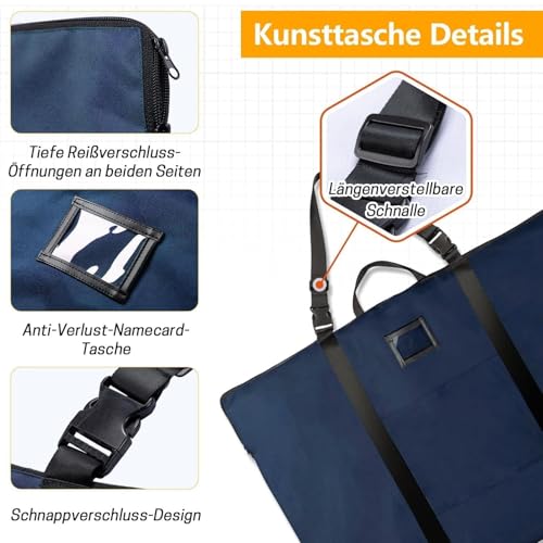 GNEGNI LIFE Leichte Künstler Portfolio Tasche,61 x 91,4 cm Zeichenmappe mit Tragegriff und Abnehmbarem Schultergurt, Weich Malmappen für Kunstwerke, für A1/A2 gerahmte Leinwände