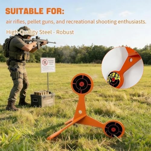 Spinning Shooting Target Thickened Flip Roller, 10 Sheets of Splash Target Paper, Metal Reactive Flip Reset Targets, Automatically Flips, High Caliber for Outdoor Backyard - 1