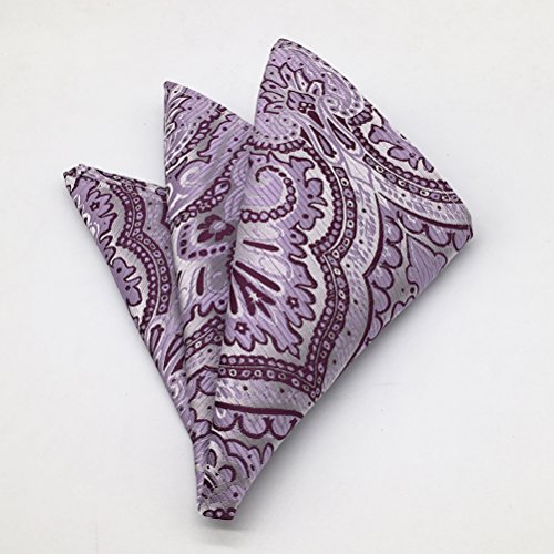 MOHSLEE Mens Purple White Floral Ascot Woven Formal Cravat Tie Pocket Square Set