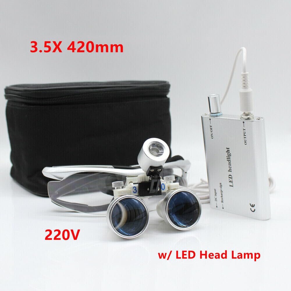 Lupa dental 3.5x 420 mm con faro LED para dentista