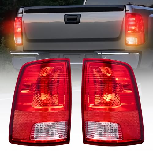 VEVOR Tail Light Assembly Compatible with 2009-2018 Dodge Ram 1500 2500 3500, 2019-2020 Dodge Ram 1500 Classic, Halogen Version Left & Right Side Taillight Rear Brake Lamps with Halogen Bulbs, 2PCS