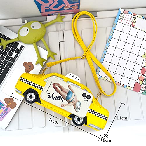 Oweisong Fun Purses for Women Novelty Car Taxi Shaped Crossbody Bag Ice Cream Bus Laser Holographic Shoulder Handbag for Girl2