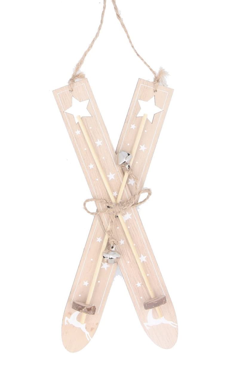 Gisela Graham Wooden Hanging Skis Decoration