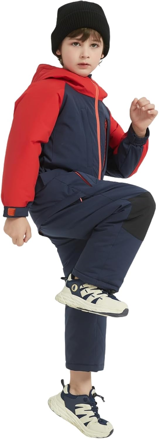 Kids Girls Boys One Piece Snowsuits Colorful Ski Suits Jumpsuits High Collar Hood Zipper Waterproof Jackets Winter - Image 4