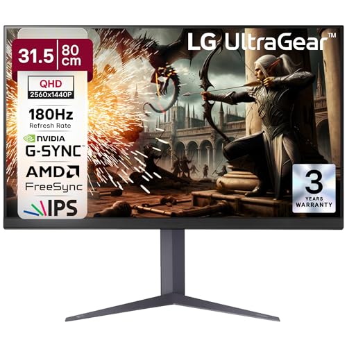 Image of LG 32GS75Q 80cm (32 Inch) Ultragear QHD (2560x1440) IPS Gaming Monitor, 180Hz, 1ms, NVIDIA G-SYNC Compatible, AMD FreeSync, Anti-Glare, HDR10, DP, HDMI X 2, HP Out, Tilt /Height /Pivot Stand, Black