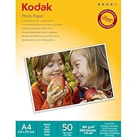 Kodak 50 Sheets Matte Finish 180gsm A4 Photo Paper, (5740-130)