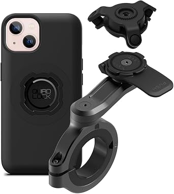 Quad Lock Motorcycle Handlebar Phone Mount PRO - Large with Vibration Dampener and MAG Phone Case for iPhone 13