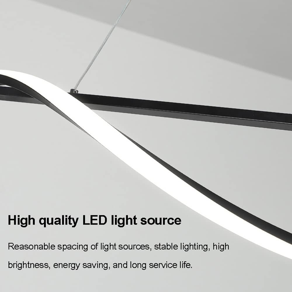 Dimmable LED Island Lights, Linear Pendant Light LED Dimmable Hanging Light Fixture, 3000K-6500K with Remote Control,Chandeliers for Dining Room Long Strip Lamp,Black-90CM