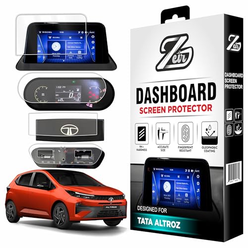 Image of ZEIR [4 PACK] Screen Protector Compatible with TATA ALTROZ PURE & PURE S - 7 Inch Infotainment Touchscreen, Instrument Cluster, AC Cluster & Steering Panel | 2025 Facelift TataAltroz Display Guard | 9H Hardness, Anti-Scratch & Water Resistant | HD Clarity Dashboard Touchscreen Accessory 2026+ [Not Tempered Glass]