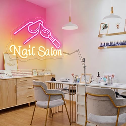 Image of Nail Salon Neon Sign for Wall Decor - LED Neon Signs Lights for Salon Studio, Beauty Makeup Room, Bedroom - Great Gift for Nail Girls