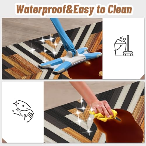 Tyrot Western Aztec Kitchen Rug Set Of 2 Anti Fatigue Cushioned Black Boho Long Kitchen Mats For Floor Rustic Kitchen Rugs Farmhouse Style Non Slip Waterproof Comfort Standing Mat For Sink Laundry thumb #4
