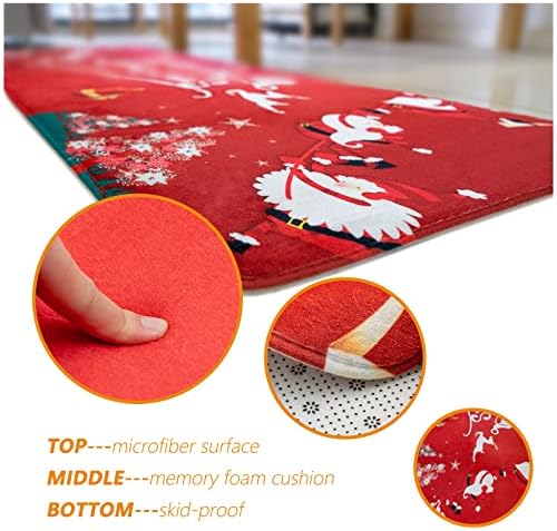 Clydpee Christmas Area Rug, Modern Christmas Decorations Rugs Runner Rugs Ideal for Bedroom, Living Room, Hallway, Kitchen (60 X 180cm, Merry Christmas Rugs)