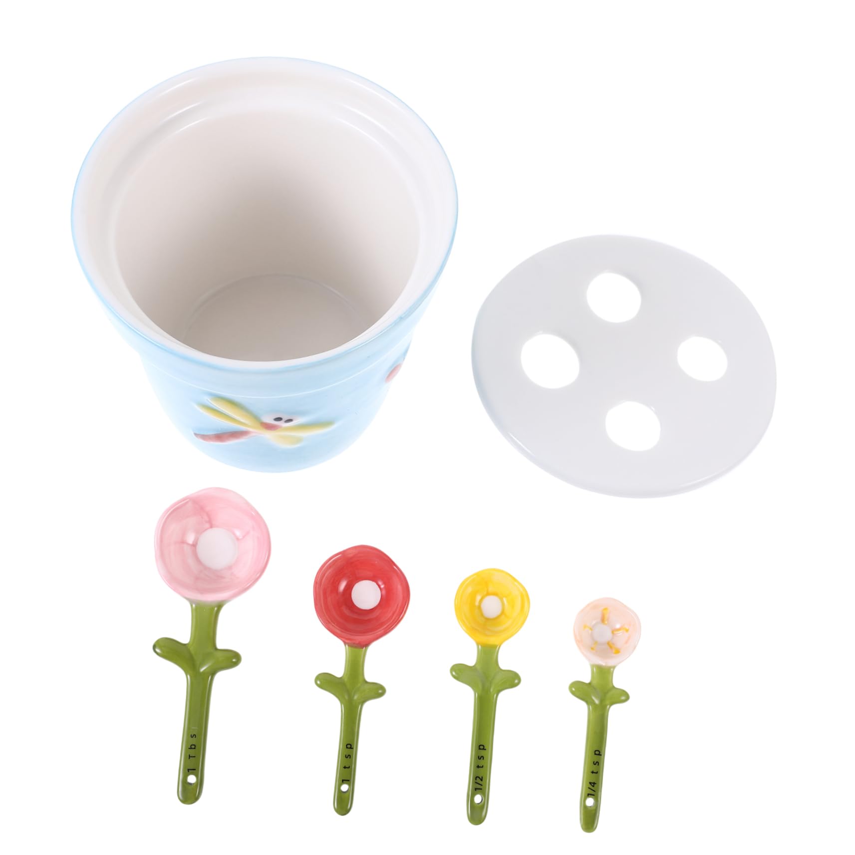 Cucharas Medidoras de Cerámica Forma de Flor para Baking para Medir Leche Polvo Azúcar y Ingredientes Secos Cocina