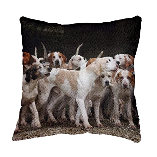 Coussin Chiens de Chasse Cadeau Idéal Housse Sequin Paillettes Noir