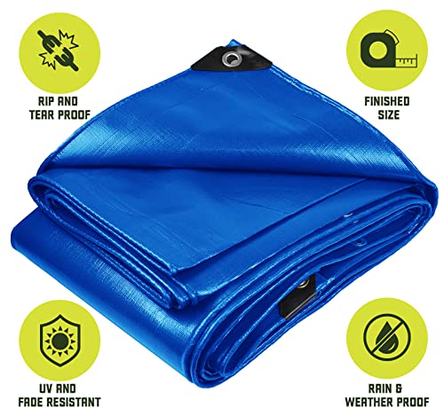 Core Tarp - Tarpaulin Waterproof Heavy Duty(155 g/m², Blue-8 Mil, 12′ X 20′ | 3.65m X 6.1m - Image 2