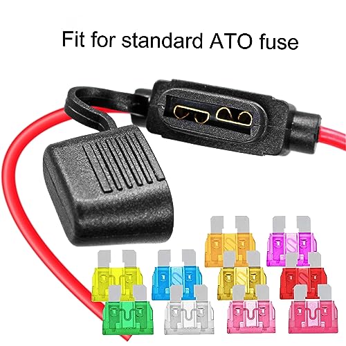 Waterproof Inline Automotive Fuse Holder 6 Pack for Standard Fuse UL1015 14 Gauge AWG Wire 12 Inches, Fit for ATO ATC Medium Blade Fuse - Image 2
