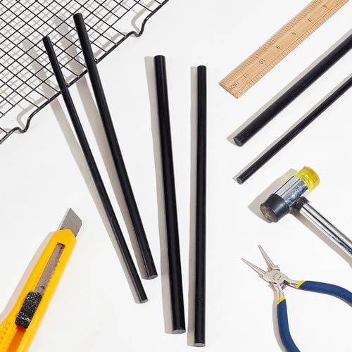 Image of BENECREAT 6Pcs 12 Inch Length Black Acetal Copolymer Rod, 0.3 Inch 0.4 Inch 0.47 Inch Diameter Round Acetal Rod Acetal Bar Dowel Rod, 2pcs /Size