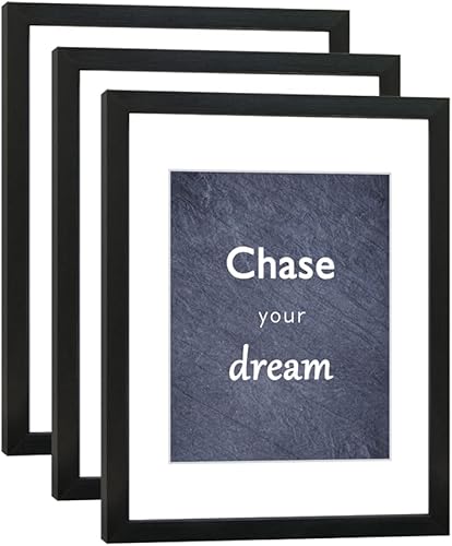 Miniatura 1 de DEKWINN Juego de 3 portarretratos de 11 x 14 pulgadas con cristal real para fotos de 8 x 10 pulgadas con paspartú o de 11 x 14 pulgadas sin