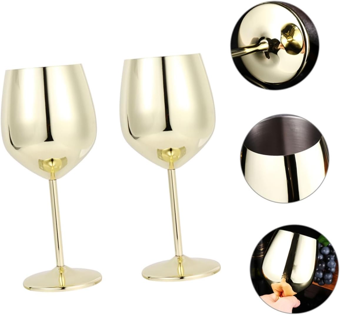 2pcs Stainless Steel Wine Goblets Sturdy Metal Cocktail Cups for Weddings and Parties Stemmed Goblet Glasses Insulated Drinking Glasses for Liquor and Cocktails