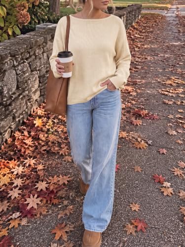 BTFBM Off The Shoulder Sweater Lightweight Going Out Top,Beige,Small - image 3