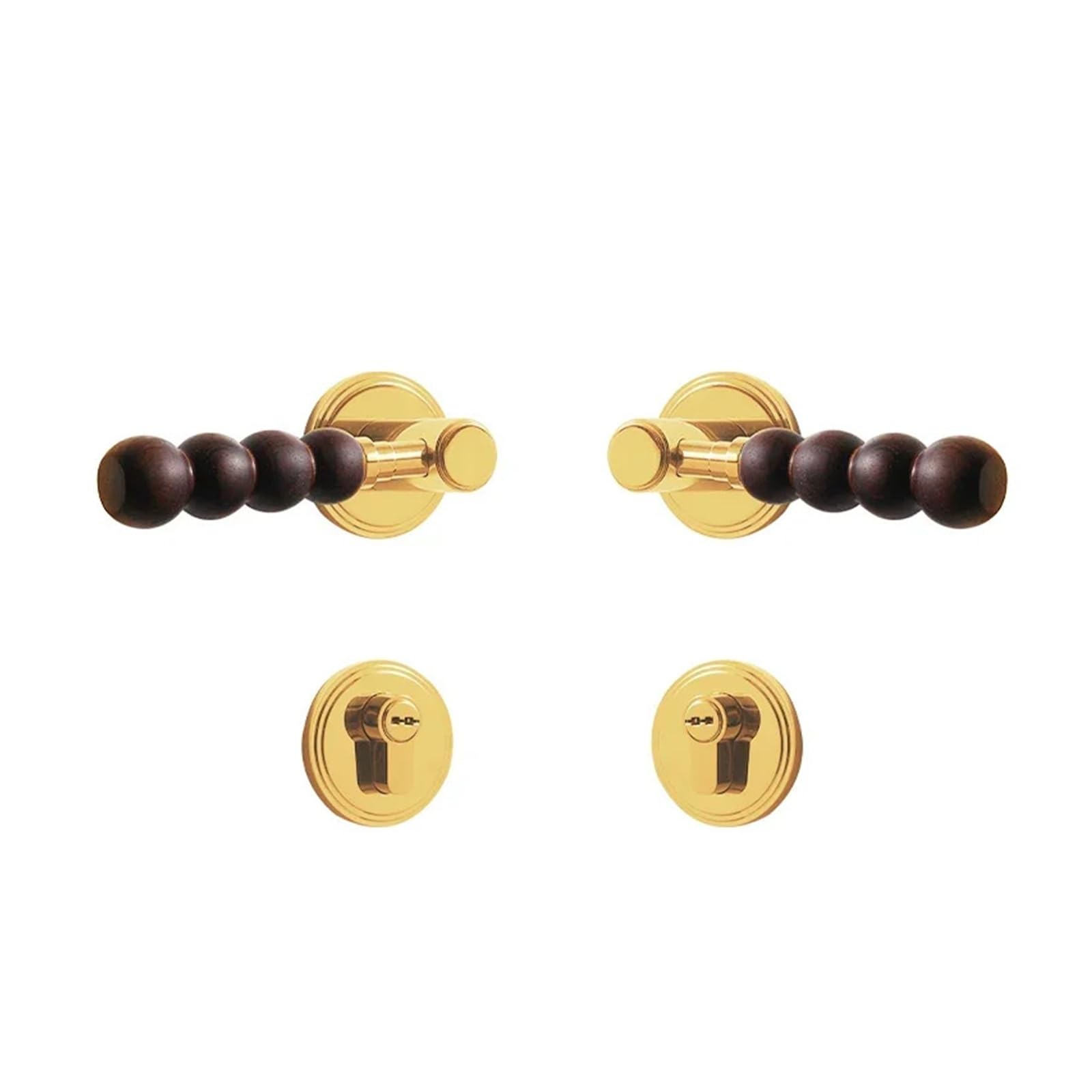 FBXRXZFPJ Brass Door Handle Lock Set Walnut Silent(Ivory)