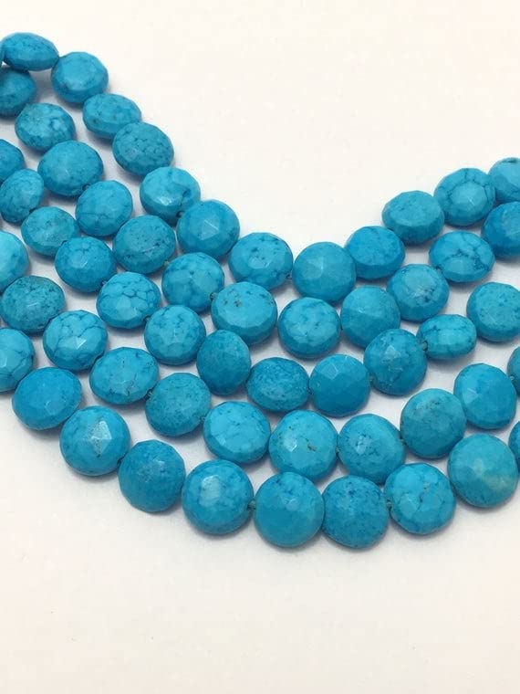 Perles de turquoise pierre naturelle bleue facettée 7mm lot de perles pour bracelet et collier