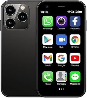 AMAVSOYES XS15 3G mini smartphone, 3-inch touchscreen, dual SIM 2GB RAM 16GB ROM, 1000mAh, 0.3 MP + 2 MP camera, Android 8.1 ultra slim phone (Black)