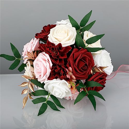Ramo de Novia de Tela de Rosa Artificial para Boda miniatura 3