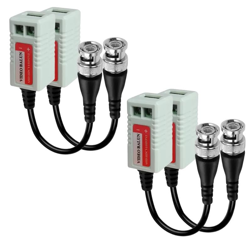Image of COOLCOLD Video Balun, Mini CCTV BNC Transceiver With Pigtail, Coax to UTP Cat6 Connector HD 720P 1080P, Video Passive Balun for HD-TVI /CVI /AHD /Analog /960H Camera (2 Pair)