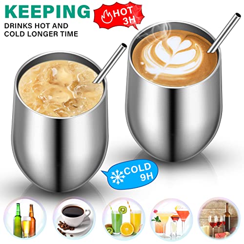20 Packs Wine Tumblers Insulated Cups With Lids, 12 Oz Stainless Steel Stemless Wine Tumblers Double Layer Vacuum Wine Glasses Tumbler Cup Coffee Mug For Hot Cold Drink #TOP4