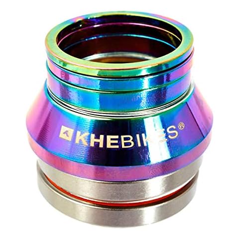 KHEbikes KHE BMX Steuersatz Industriegelagert 7005 Alu Oil Slick 82g 3 Spacer Laser Logo Cover