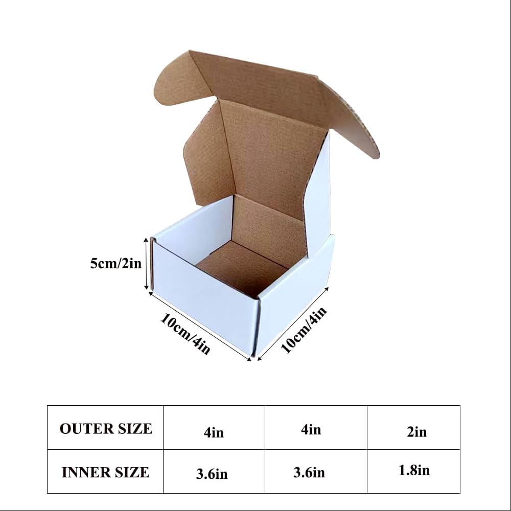 Shipping Boxes Corrugated Cardboard Mailer Boxes Literature Mailer for Packaging Small Business Craft Gifts Giving Products (White, 4x4x2)