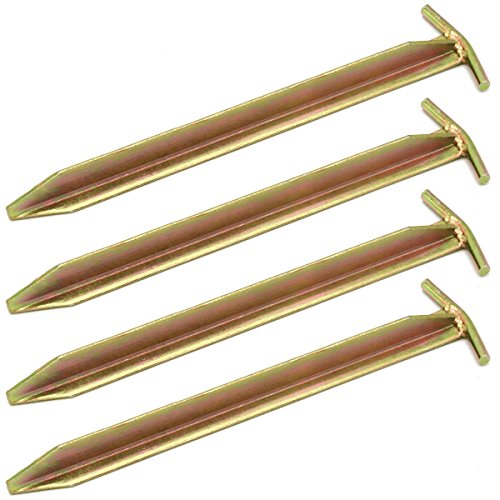 AMANKA Set de 4 Estacas de Acero galvanizado 300x25mm en Forma de T para anclar Grandes Tiendas de campaña en Suelos Duros