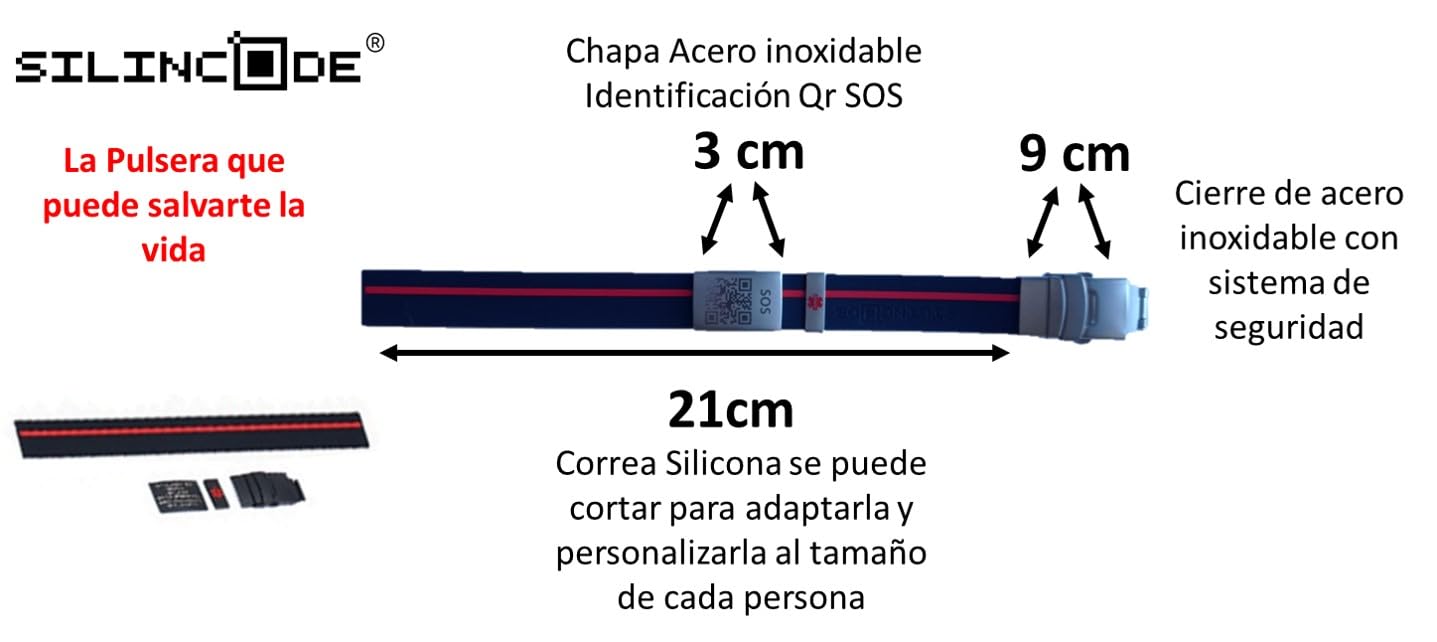 Pulsera Emergencia Fow QR SOS Metálico Identificación Médica Alerta