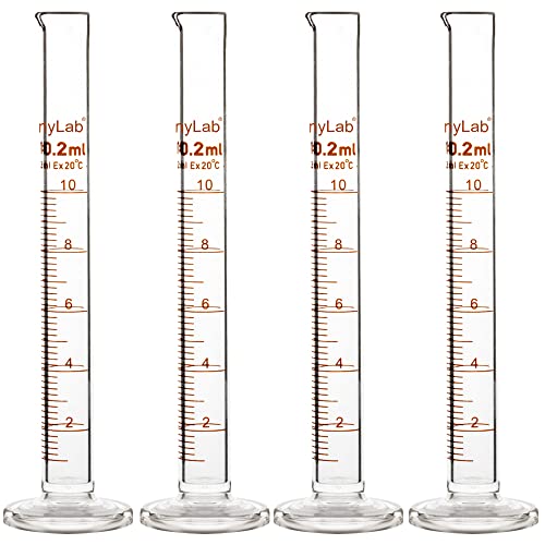Cilindro de medición graduado de vidrio de 10 ml StonyLab, tubos graduados para líquidos