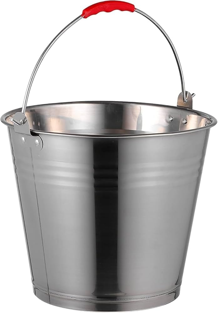 Seau en acier inoxydable de 12 l, seau en métal polyvalent, idéal pour jardinage, eau, maison, liquides, engrais et mortier (12 litres)