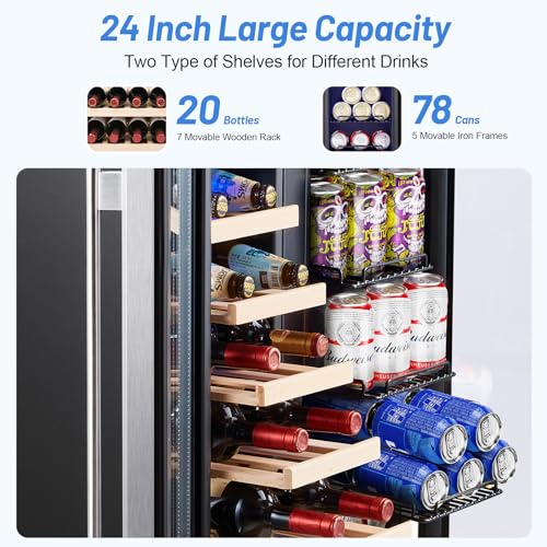 Image of Kalamera Wine and Beverage Refrigerator, 24 Inch Dual Zone Wine Cooler