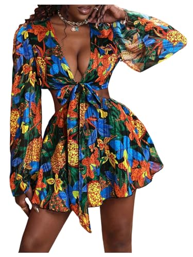 Image of BEAUDRM Women's Summer Tropical Dress Sexy Vacation Outfits Beach Sundress | Tropical Dresses for Women, Summer Dress, Two Piece Sets, Summer Outfits
