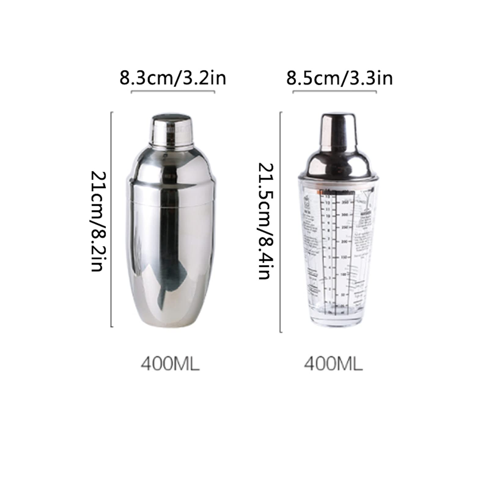 Juego de Coctelera Coctel de cóctel conjunto por-kit de bartending de acero inoxidable Shaker con colador de bebidas construidas,herramientas de barra profesional 15 piezas Agitador de Cócteles