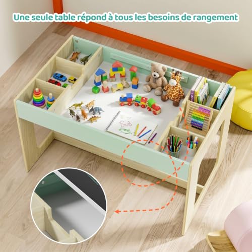 MAMIZO Table Enfant avec Rangement, Table Enfant en Bois avec 2 Chaises – vue 5
