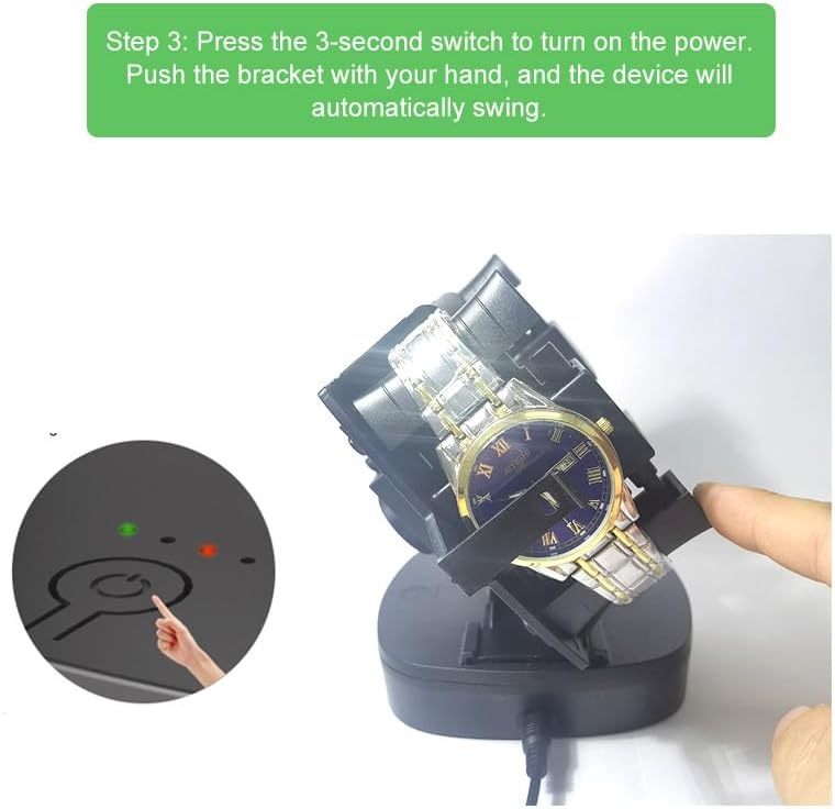 Starting the watch winder by pushing the bracket