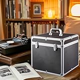 CROWNSHOP LP Storage Case 12" Record Storage Box 12" Vinyl LP Storage Box Case Aluminum Portable Lockable DJ Flight Carry Case Holds Albums Vinyl Record Storage - Image 3