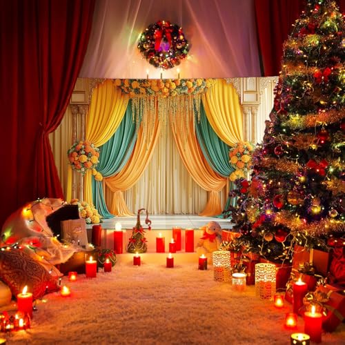 Image of Indian Pooja Backdrop Photography Background, Traditional Chatiya Navratri Ganpati Ganesh Marigold Backdrops Wall Decor for Durga Puja(7x5FT), Multi4