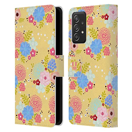 Carcasa de cuero para Samsung Galaxy A53 5G con diseño premium de flores
