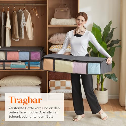 Lifewit 3 Stück 75L Unterbett Aufbewahrungsbox, Faltbare Unterbettkommode – Ansicht 5